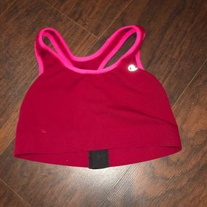 Red and pink razor back champion sports bra